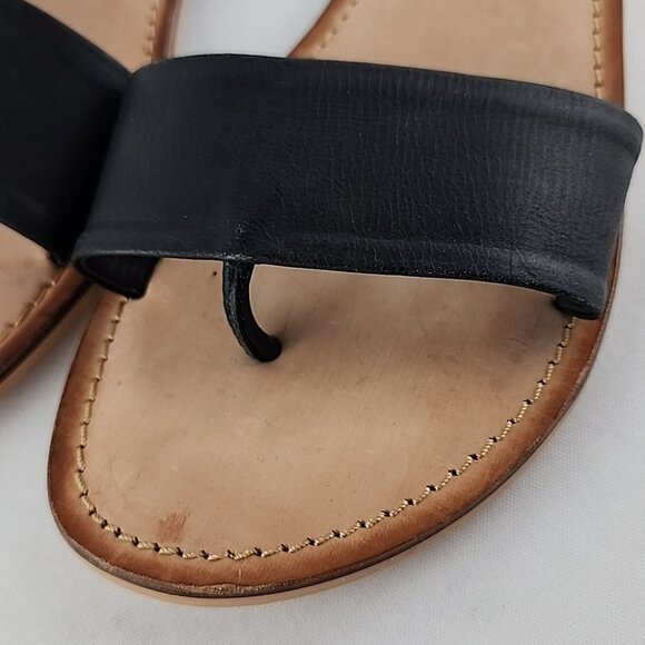 Seychelles Weekenders City Slicker Black Tan Leather Flat Thong Sandal Size 8 - Picture 5 of 12
